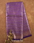 Royal Purple Brocade Pure Tissue Katan Silk Saree — Full Saree
