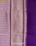 Royal Purple Brocade Pure Tissue Katan Silk Saree — Pallu