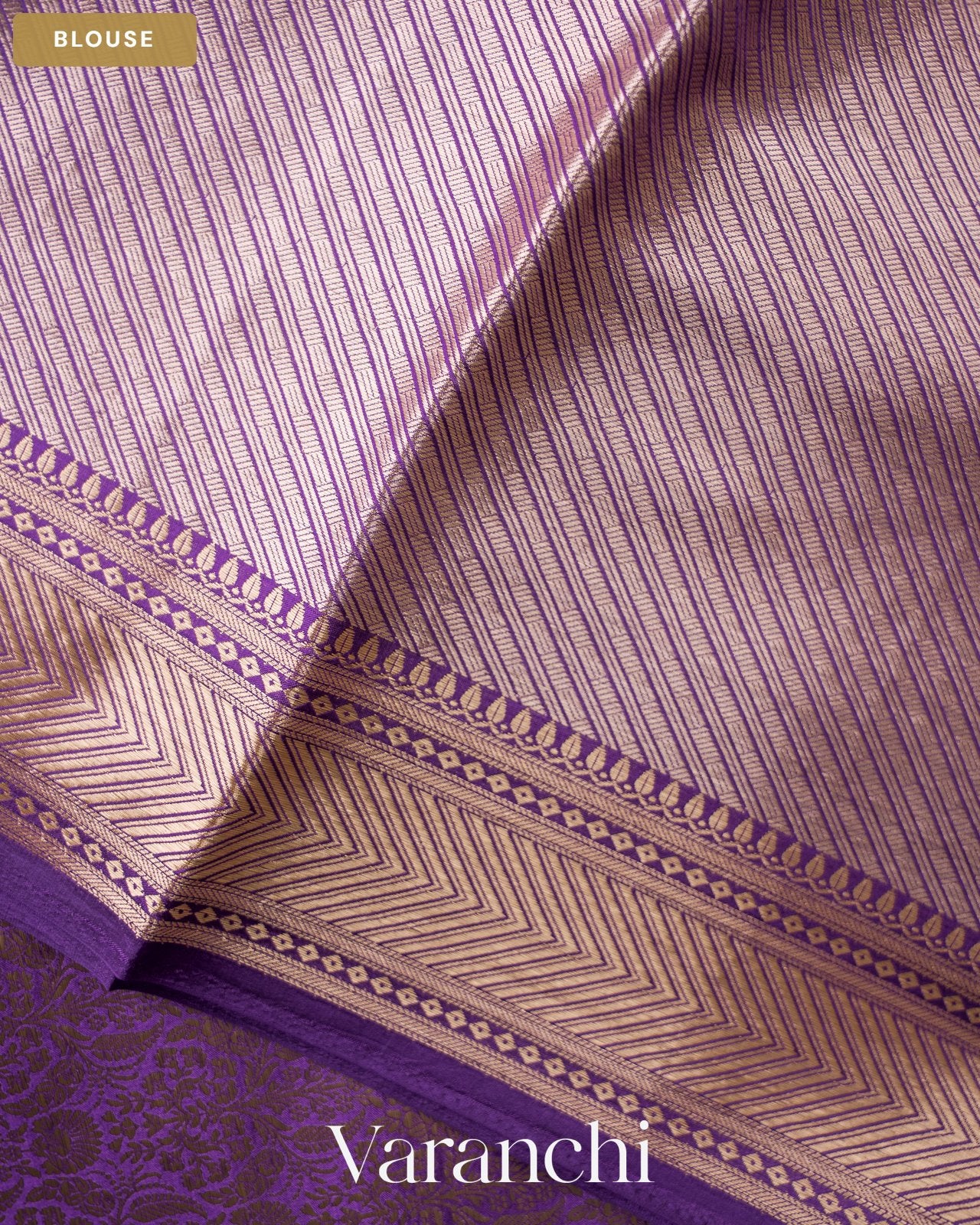 Royal Purple Brocade Pure Tissue Katan Silk Saree — Blouse