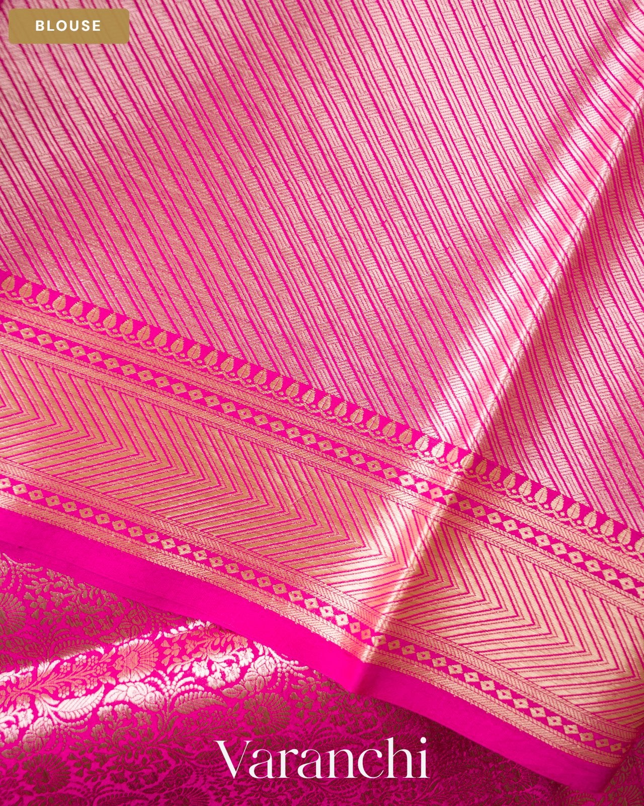 Rani Pink Brocade Pure Tissue Katan Silk Saree — Blouse