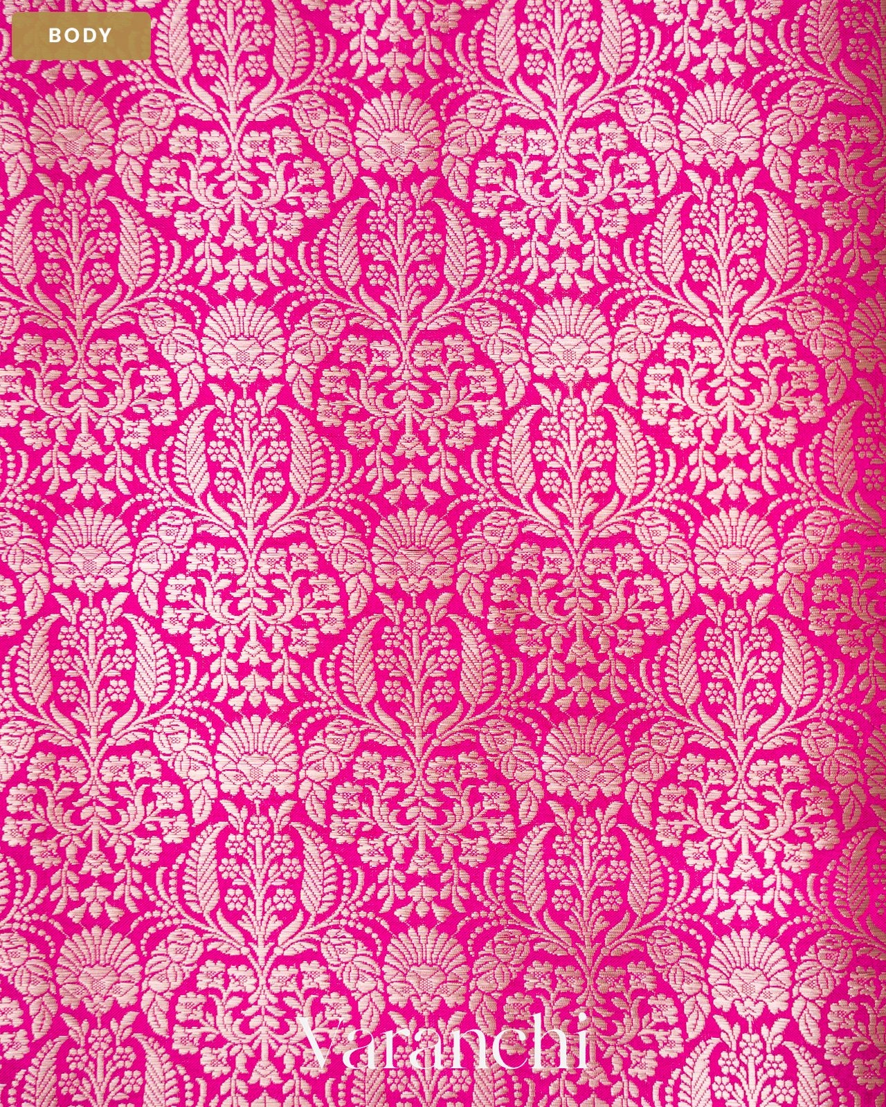 Rani Pink Brocade Pure Tissue Katan Silk Saree — Body