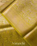 Lemon Yellow Brocade Pure Tissue Katan Silk Saree — Border