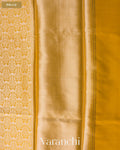 Marigold Yellow Brocade Pure Tissue Katan Silk Saree — Pallu