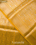 Marigold Yellow Brocade Pure Tissue Katan Silk Saree — Border