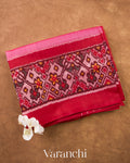 Pink Pure Rajkot Patola Silk Handloom Saree — Folded