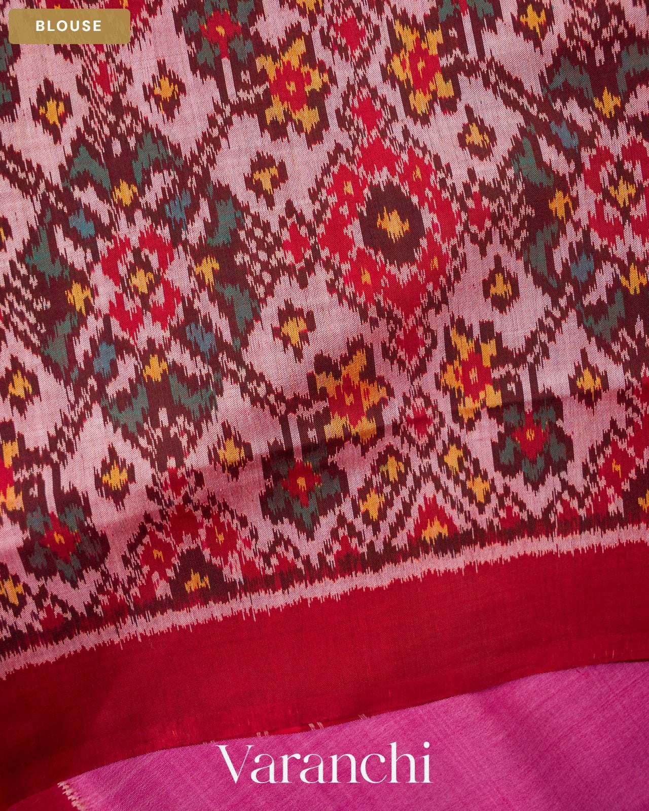 Pink Pure Rajkot Patola Silk Handloom Saree — Blouse