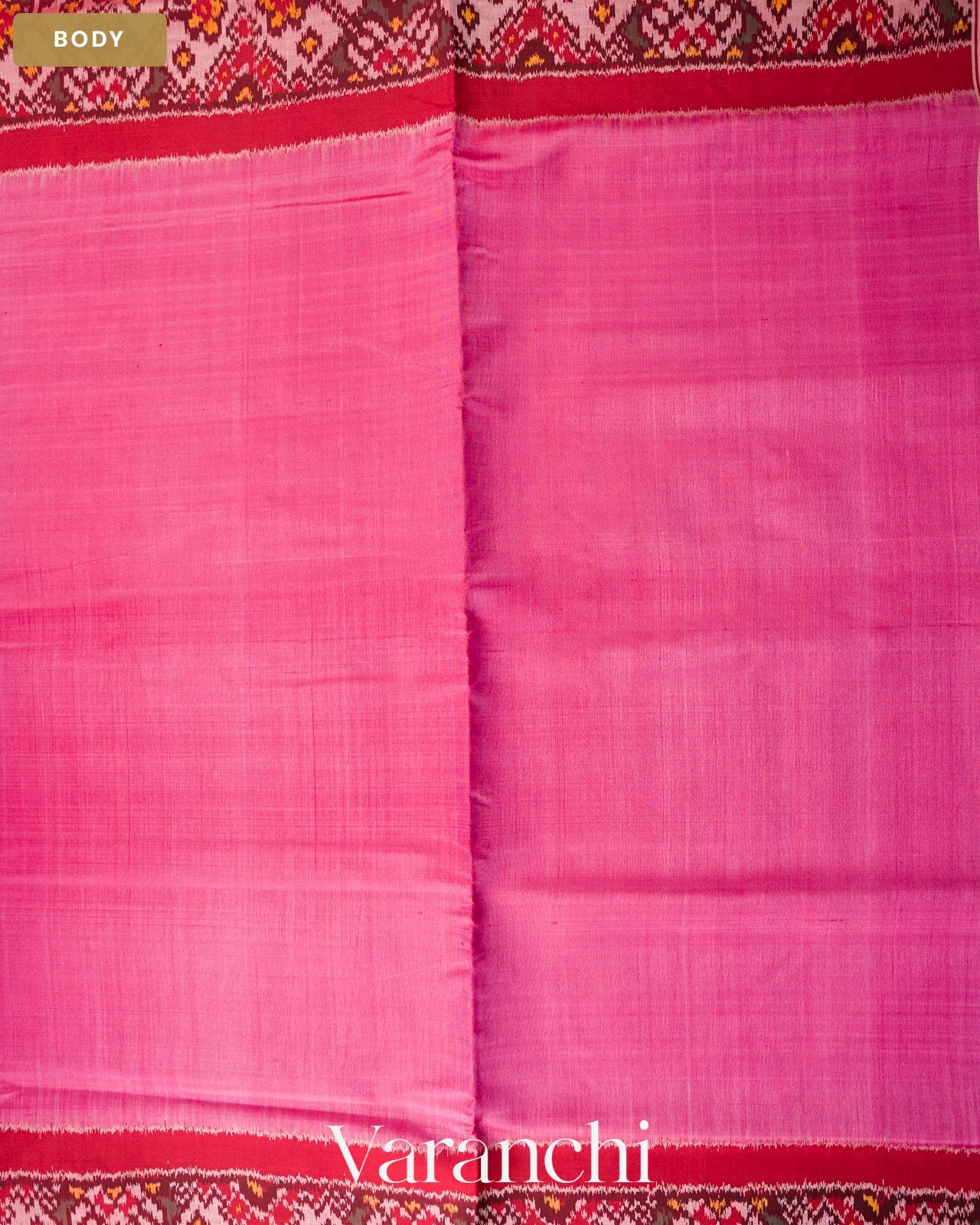 Pink Pure Rajkot Patola Silk Handloom Saree — Body
