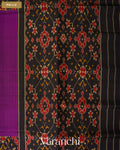 Violet Purple Pure Rajkot Patola Silk Handloom Saree — Pallu