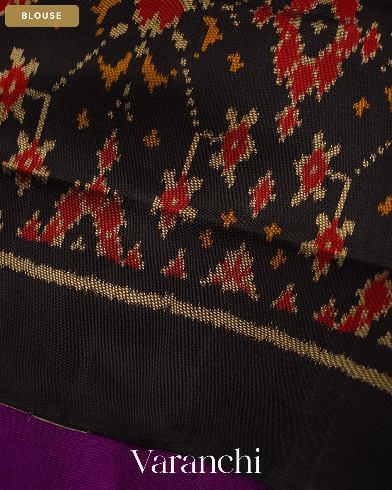 Violet Purple Pure Rajkot Patola Silk Handloom Saree — Blouse