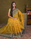 Sun Flower Yellow Pure Rajkot Patola Silk Handloom Saree — Draped