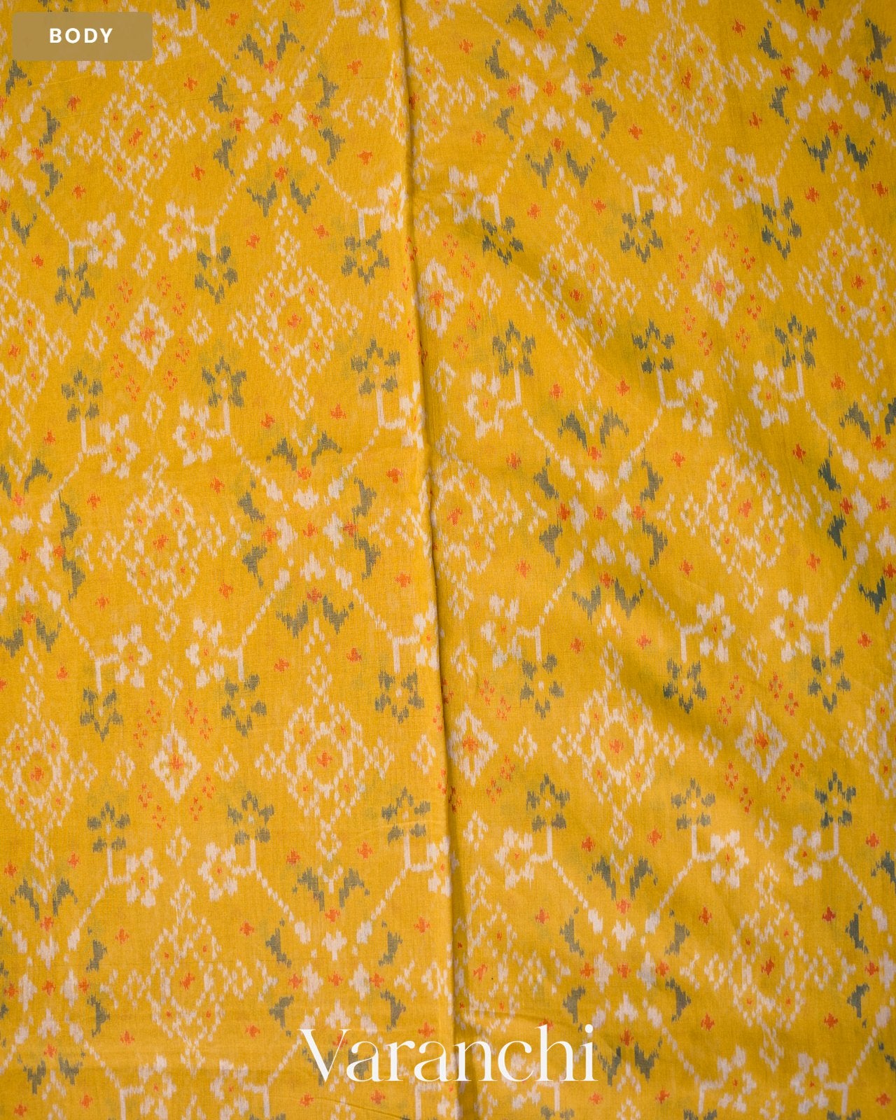 Sun Flower Yellow Pure Rajkot Patola Silk Handloom Saree — Body
