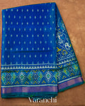 Royal Blue Pure Rajkot Patola Silk Handloom Saree — Full Saree