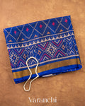 Navy Blue Pure Rajkot Patola Silk Handloom Saree — Folded