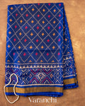 Navy Blue Pure Rajkot Patola Silk Handloom Saree — Full Saree