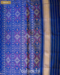 Navy Blue Pure Rajkot Patola Silk Handloom Saree — Pallu