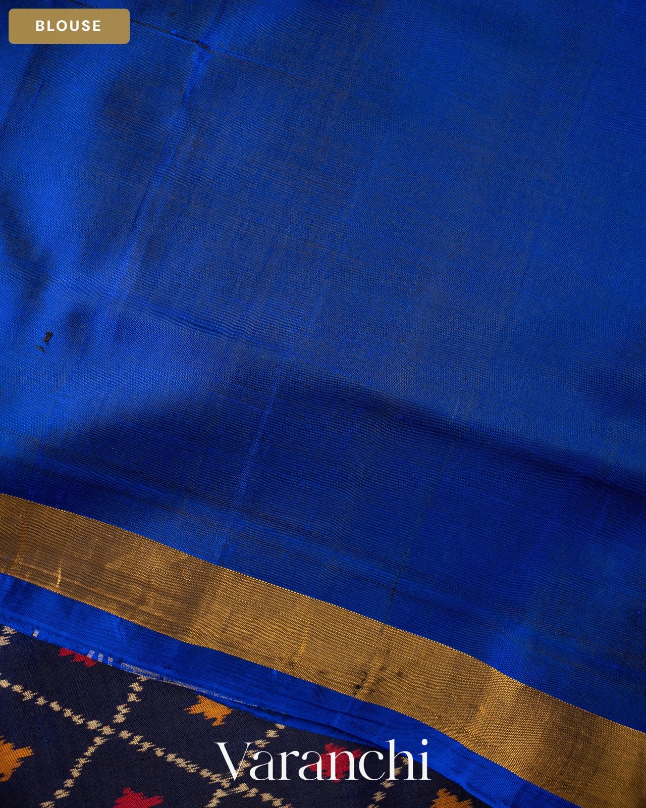 Navy Blue Pure Rajkot Patola Silk Handloom Saree — Blouse