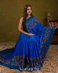 Royal Blue Pure Rajkot Patola Silk Handloom Saree — Draped