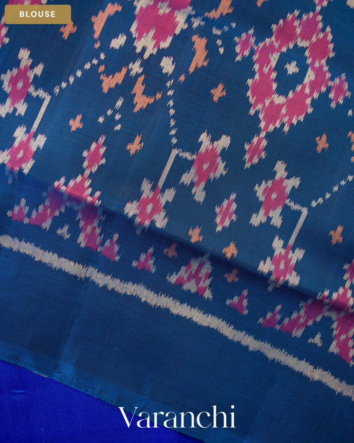 Royal Blue Pure Rajkot Patola Silk Handloom Saree — Blouse