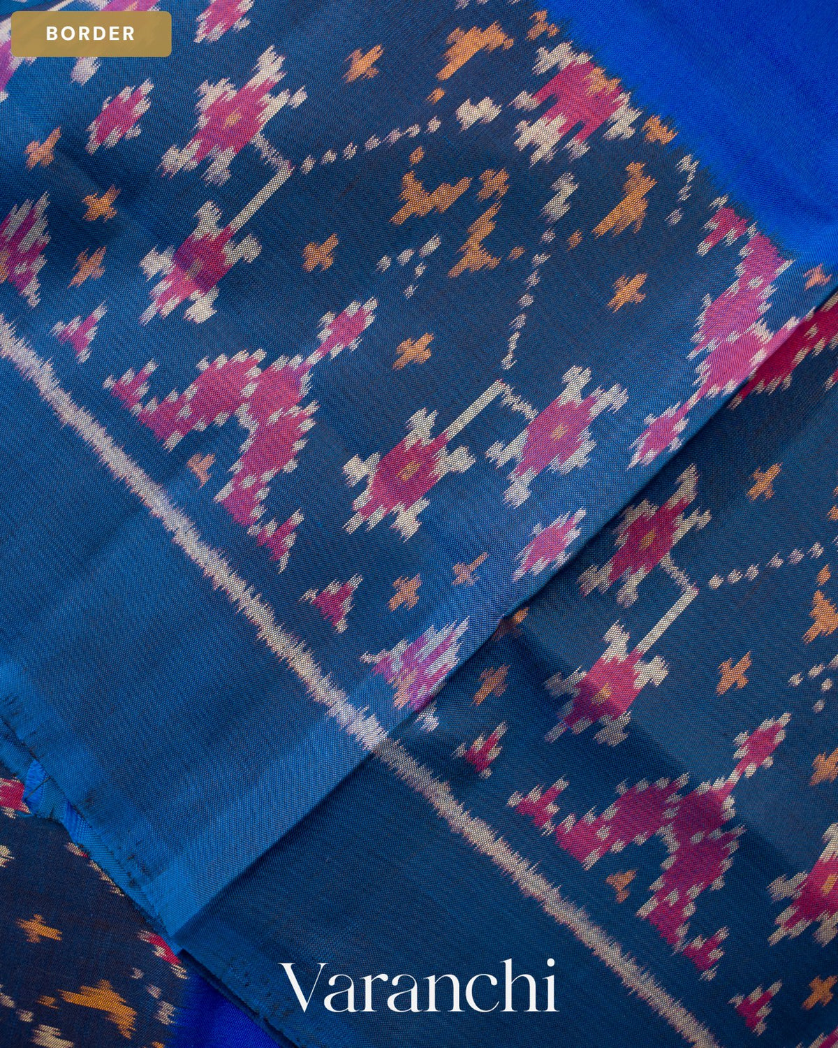 Royal Blue Pure Rajkot Patola Silk Handloom Saree — Border