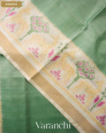 Sage Green Ikat Pure Rajkot Patola Silk Handloom Saree — Border