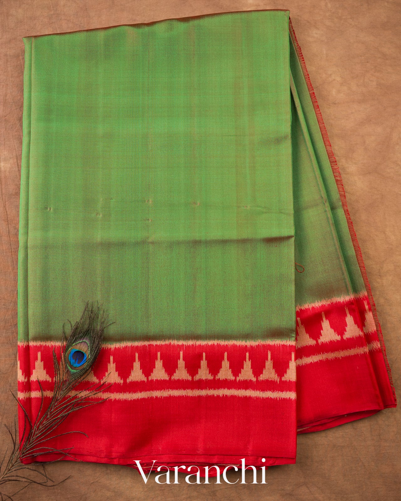 Pale Green Pure Rajkot Patola Silk Handloom Saree — Full Saree