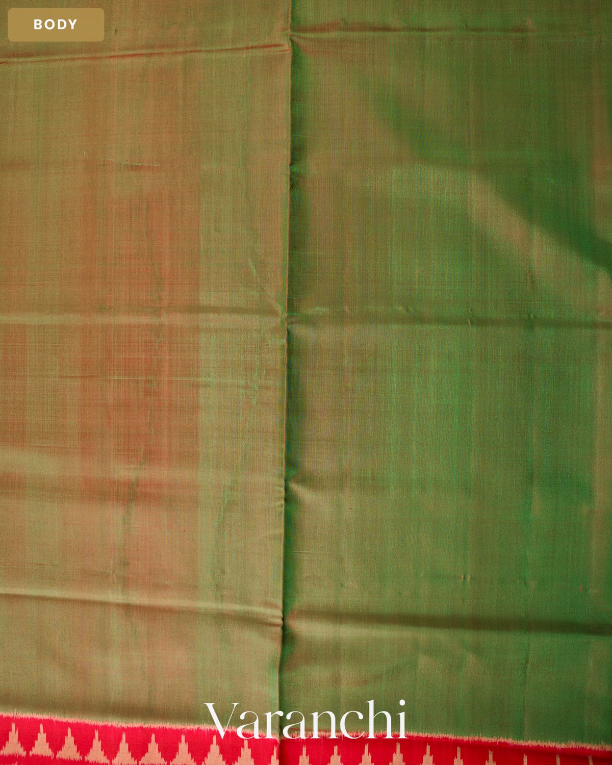 Pale Green Pure Rajkot Patola Silk Handloom Saree — Body