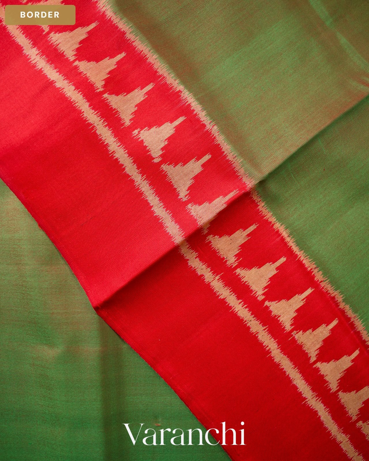 Pale Green Pure Rajkot Patola Silk Handloom Saree — Border