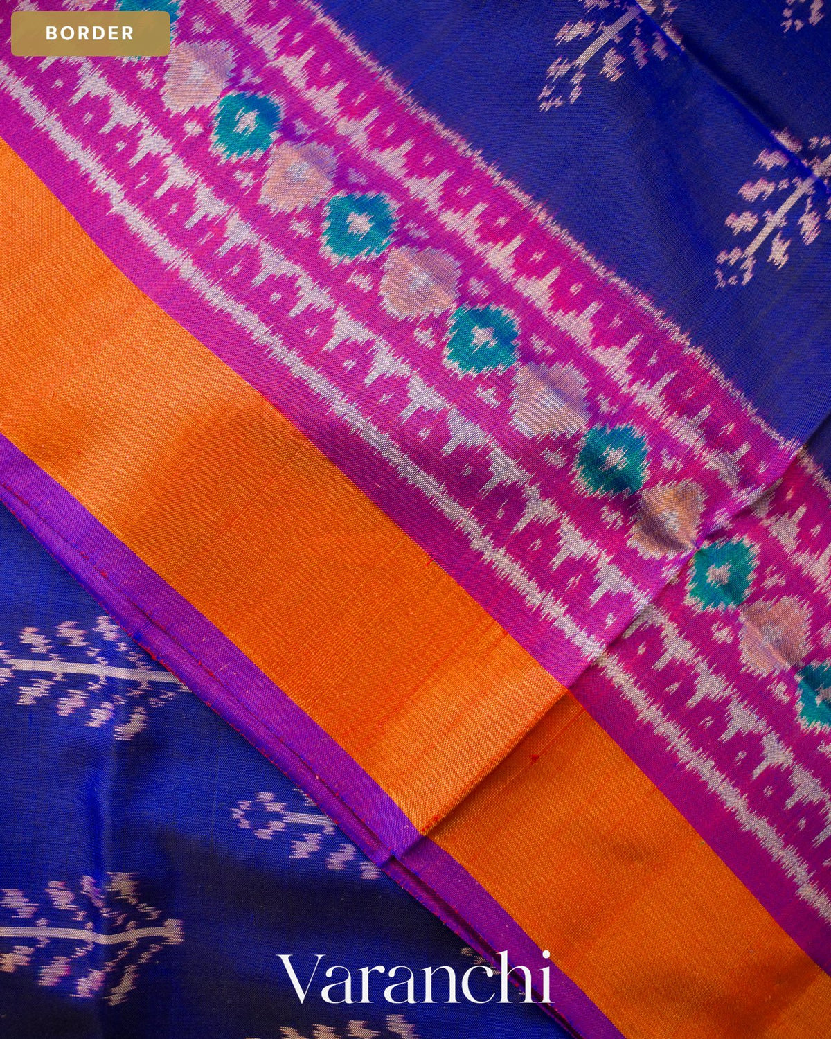 Royal Blue Pure Rajkot Patola Silk Handloom Saree — Border