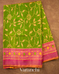 Parrot Green Floral Butta Pure Rajkot Patola Silk Handloom Saree — Full Saree
