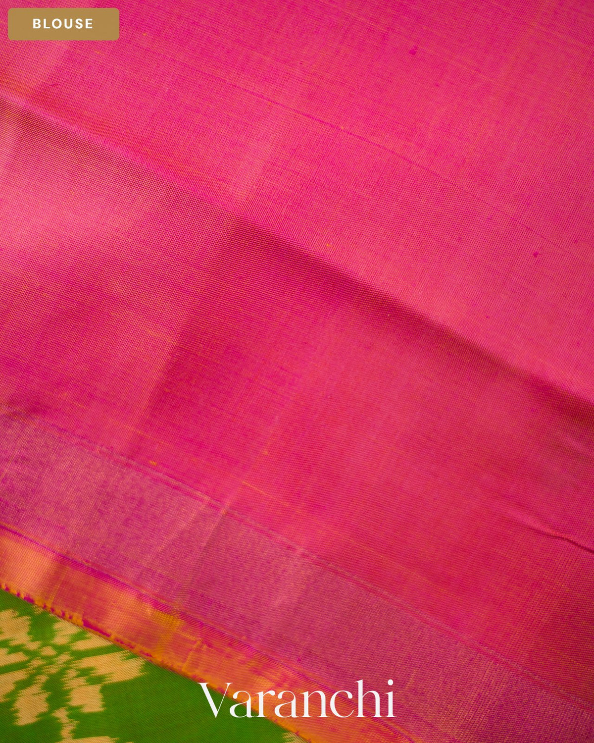 Parrot Green Floral Butta Pure Rajkot Patola Silk Handloom Saree — Blouse