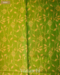 Parrot Green Floral Butta Pure Rajkot Patola Silk Handloom Saree — Body