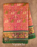 Coral Pure Rajkot Patola Silk Handloom Saree — Full Saree
