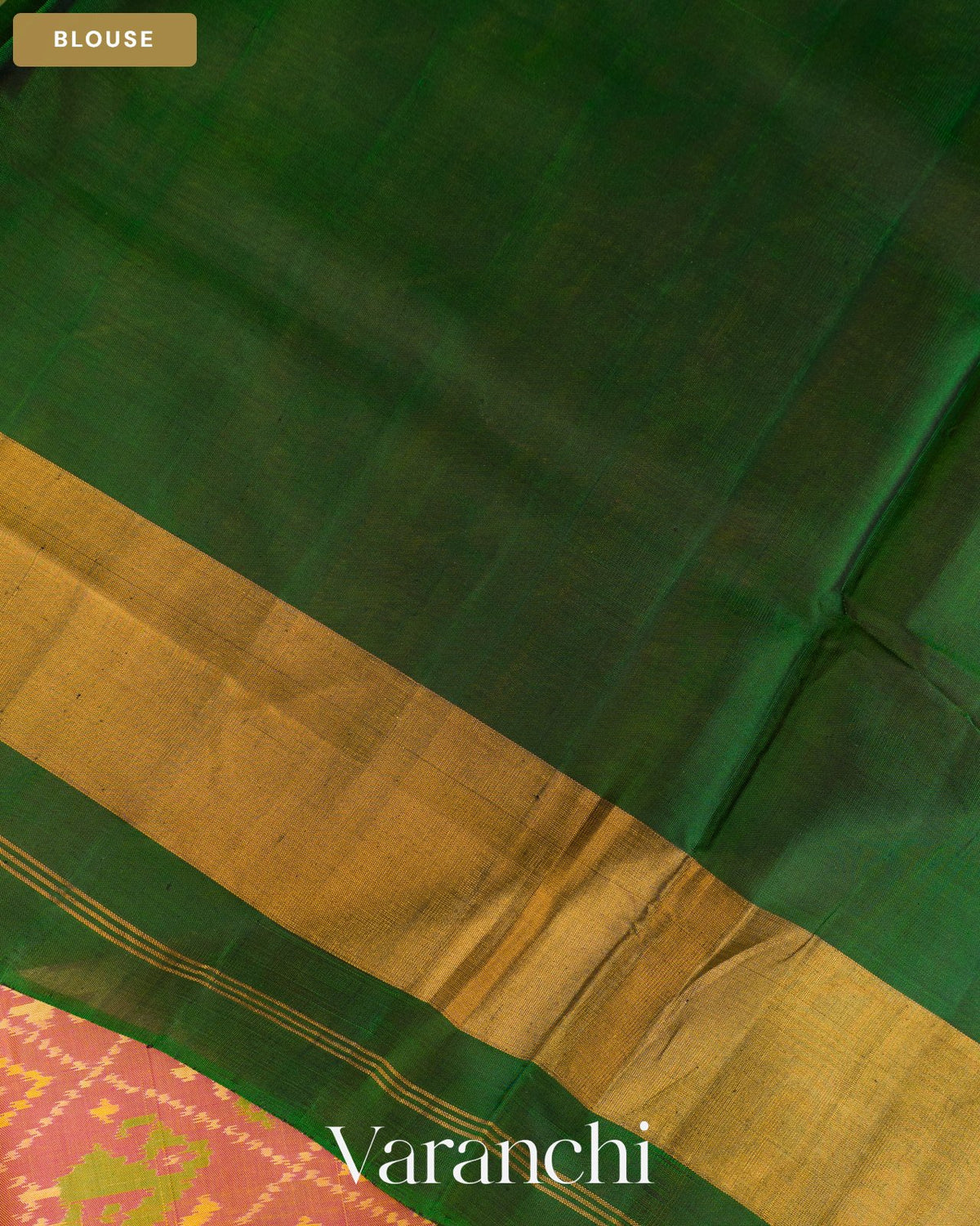 Coral Pure Rajkot Patola Silk Handloom Saree — Blouse