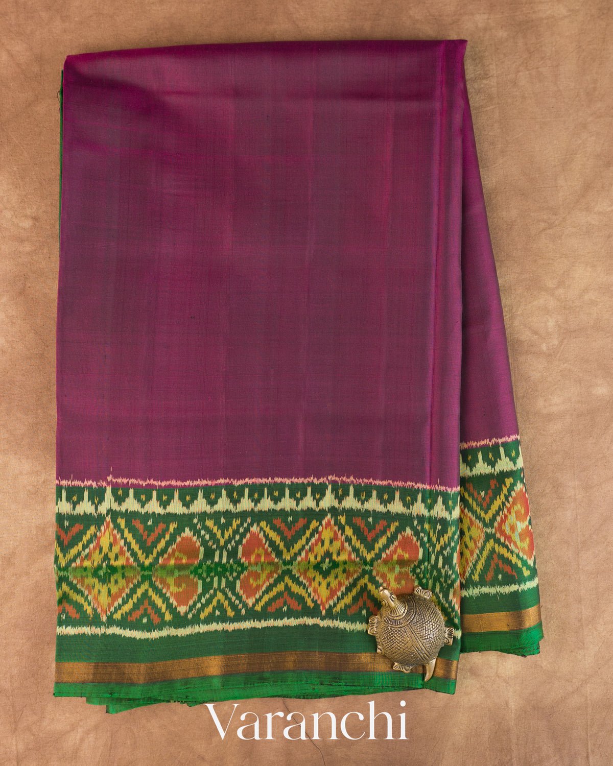 Magenta Pure Rajkot Patola Silk Handloom Saree — Full Saree