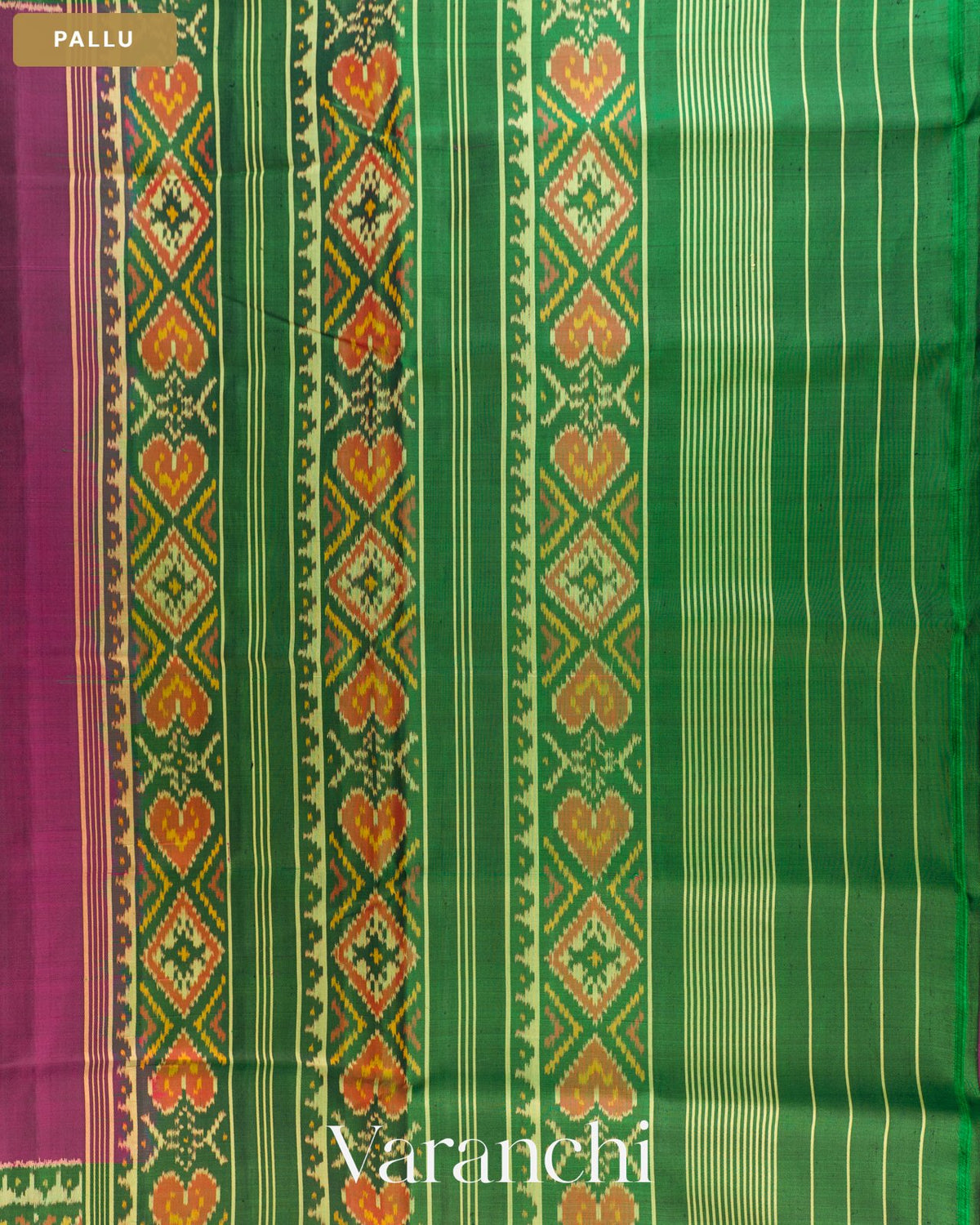 Magenta Pure Rajkot Patola Silk Handloom Saree — Pallu