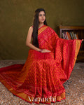 Crimson Red Pure Rajkot Patola Silk Handloom Saree — Draped