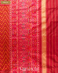 Crimson Red Pure Rajkot Patola Silk Handloom Saree — Pallu