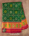 Bottle Green Pure Rajkot Patola Silk Handloom Saree — Full Saree