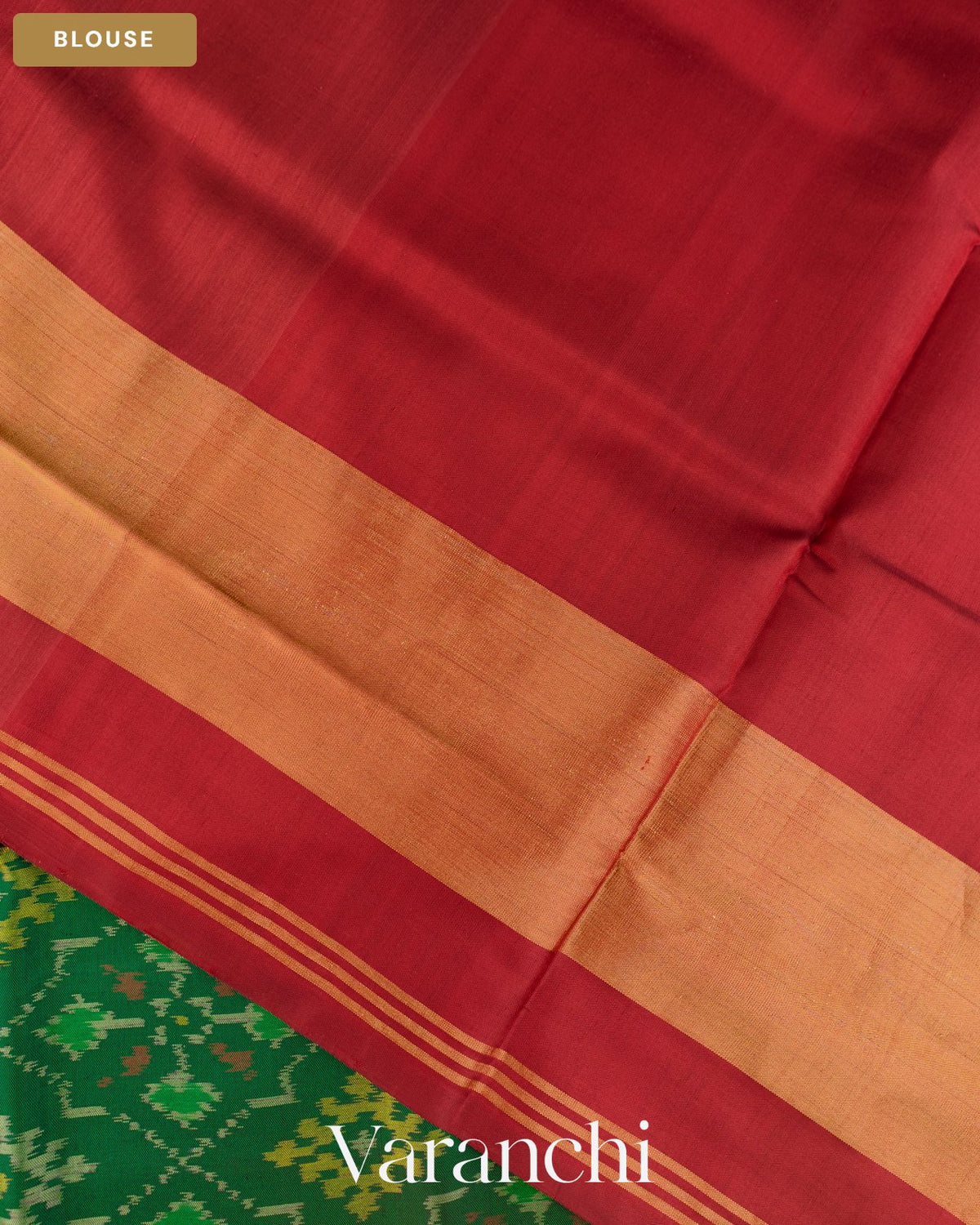 Bottle Green Pure Rajkot Patola Silk Handloom Saree — Blouse