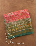 Coral Pink Pure Rajkot Patola Silk Handloom Saree — Folded