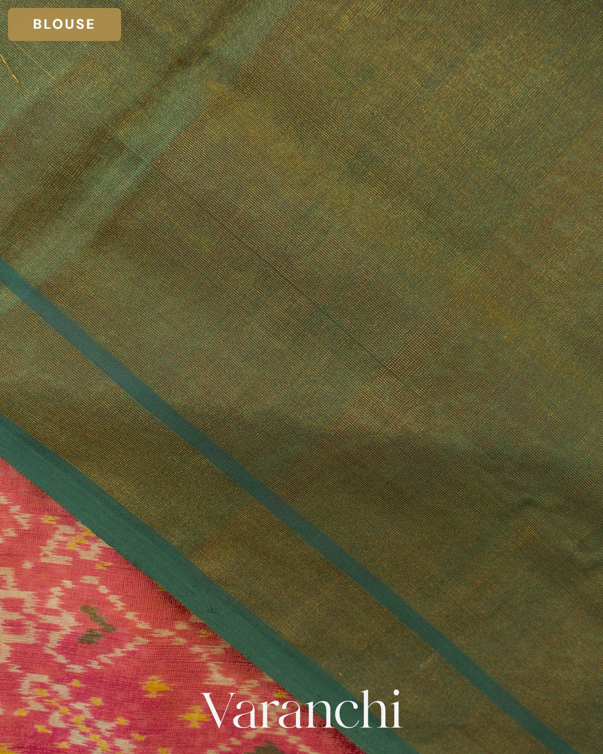Coral Pink Pure Rajkot Patola Silk Handloom Saree — Blouse