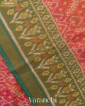 Coral Pink Pure Rajkot Patola Silk Handloom Saree — Border
