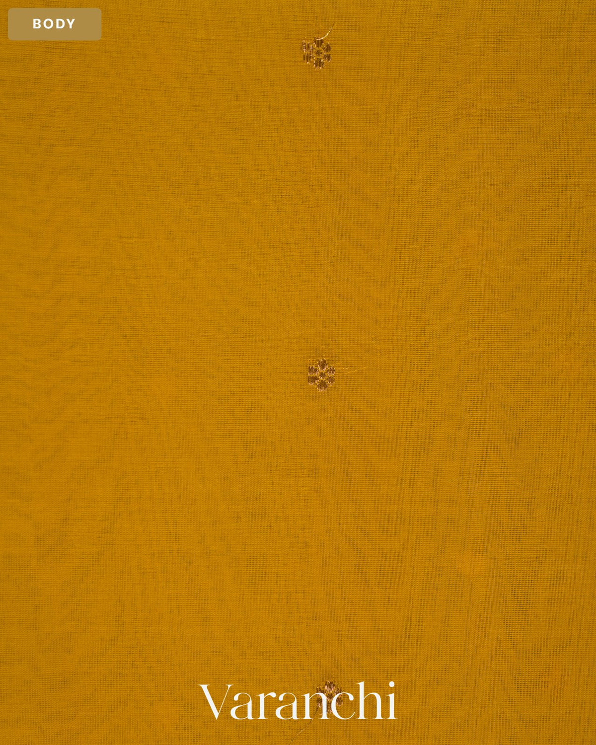 Turmeric Yellow Pure Kora Silk Saree — Body