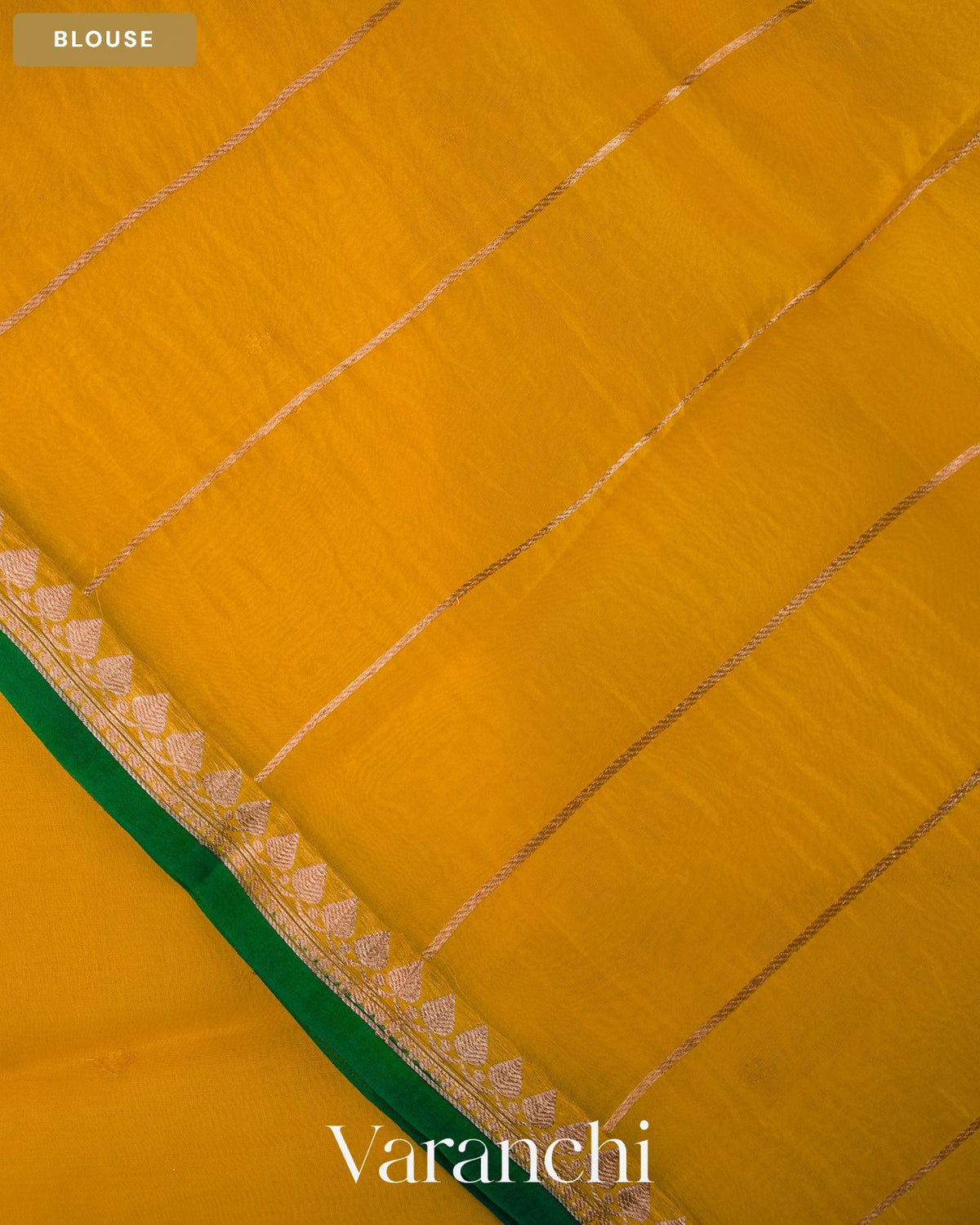 Turmeric Yellow Pure Kora Silk Saree — Blouse