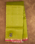 Pista Green Pure Kora Silk Saree — Full Saree
