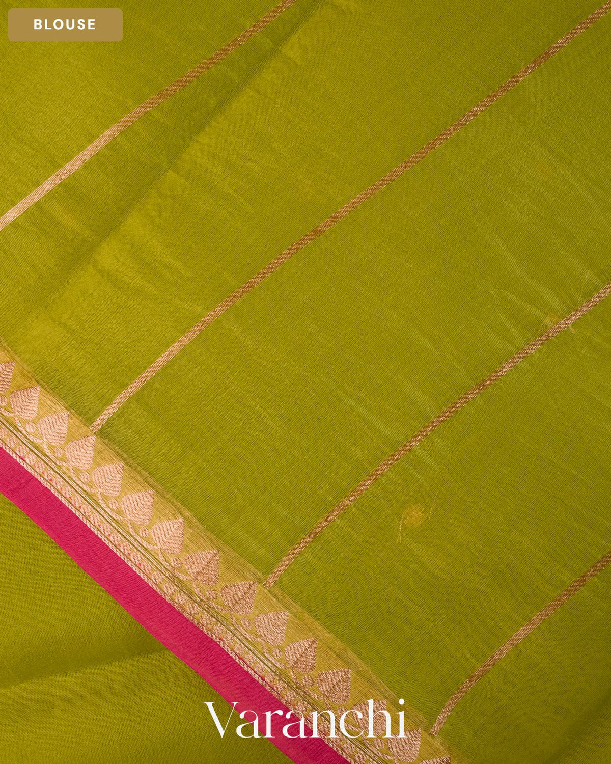 Pista Green Pure Kora Silk Saree — Blouse