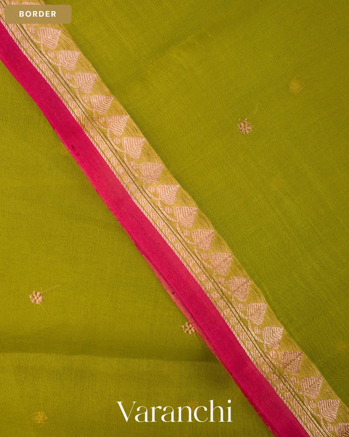 Pista Green Pure Kora Silk Saree — Border