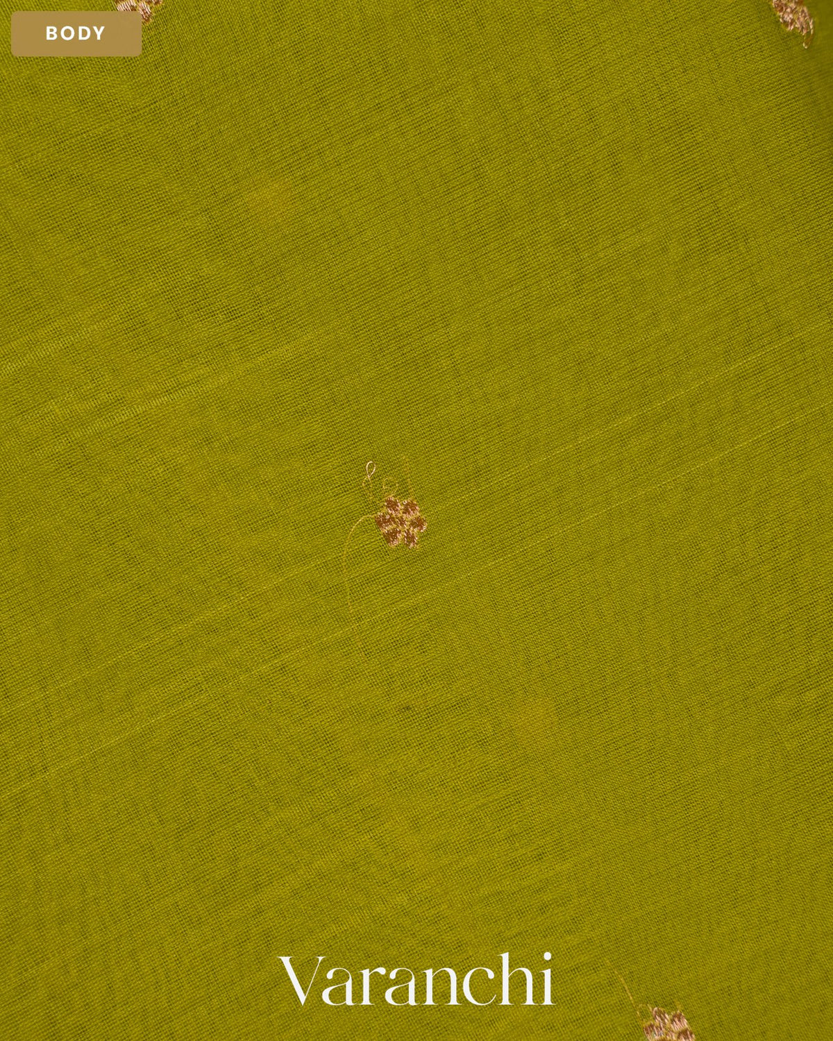 Pista Green Pure Kora Silk Saree — Body
