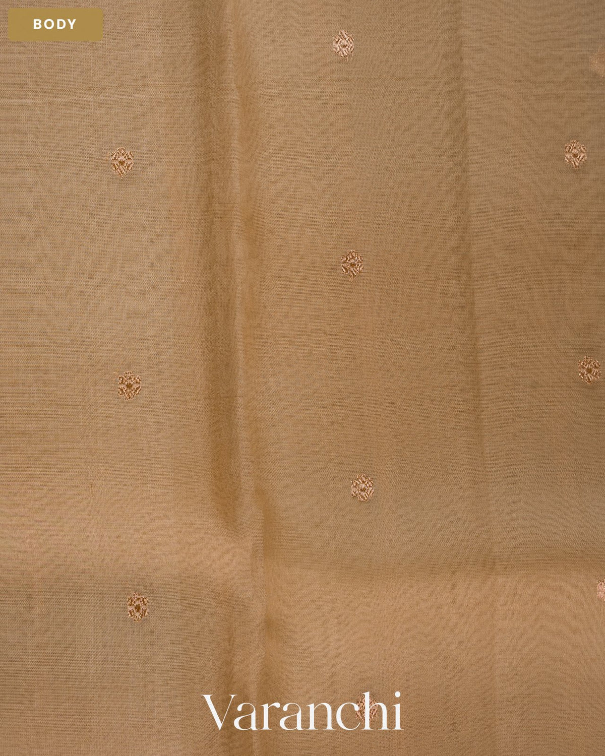 Beige Pure Kora Silk Saree — Body