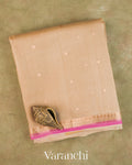 Beige Pure Kora Silk Saree — Folded